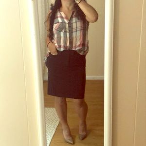 Free people pencil skirt in navy blue